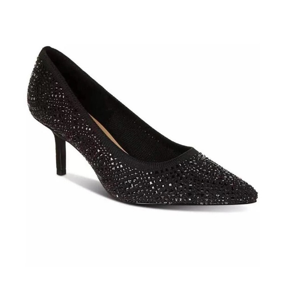 Thalia Sodi Shoes - Thalia Sodi Heathere Pointed-Toe Heel Pumps Black Flyknit Black Rhinestones New